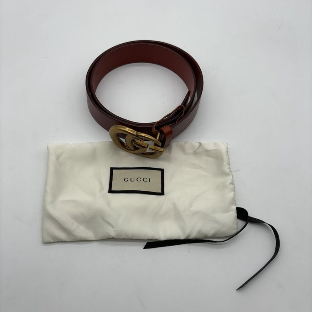 Gucci Double G Leather Belt in Burgundy